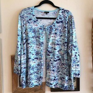 Talbots Nautical Boat Beach Pattern Cardigan NWOT
